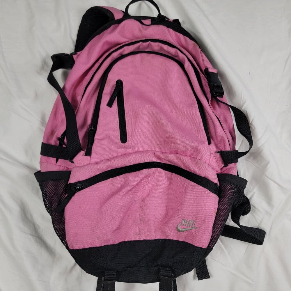 Nike Pink Black Backpack School College Camping Hiking Travel Storage
